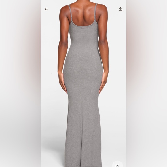 Skims soft lounge long slip dress ribbed heather grey size XXS - Picture 4 of 5